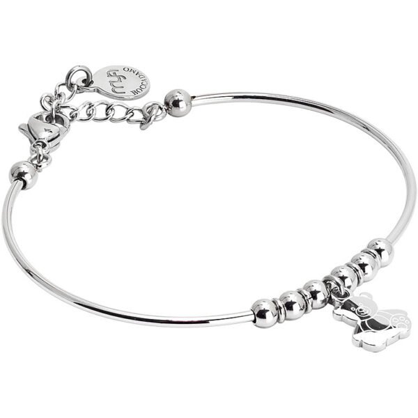 Bracciale Rigido Donna Mya Boccadamo In Acciaio Rodiato E Charm A Orsetto