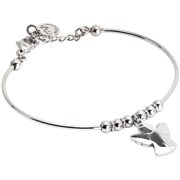 Bracciale Rigido Donna Mya Boccadamo In Acciaio Rodiato E Charm A Angelo