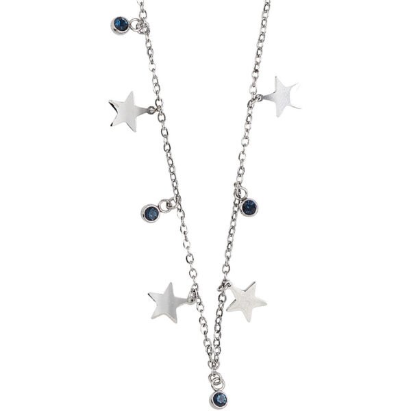 Collana Donna Mya Boccadamo In Acciaio Rodiato Con Diamanti Blu Montana E Croci Pendenti 3 - Verre Gioielli Collana Donna Mya Boccadamo In Acciaio Rodiato Con Diamanti Blu Montana E Croci Pendenti