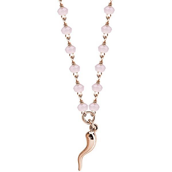 Collana Donna Mya Boccadamo In Bronzo Placcato Oro Rosa Con Cristalli Beige E Charm A Cornetto 3 - Verre Gioielli Collana Donna Mya Boccadamo In Bronzo Placcato Oro Rosa Con Cristalli Beige E Charm A Cornetto