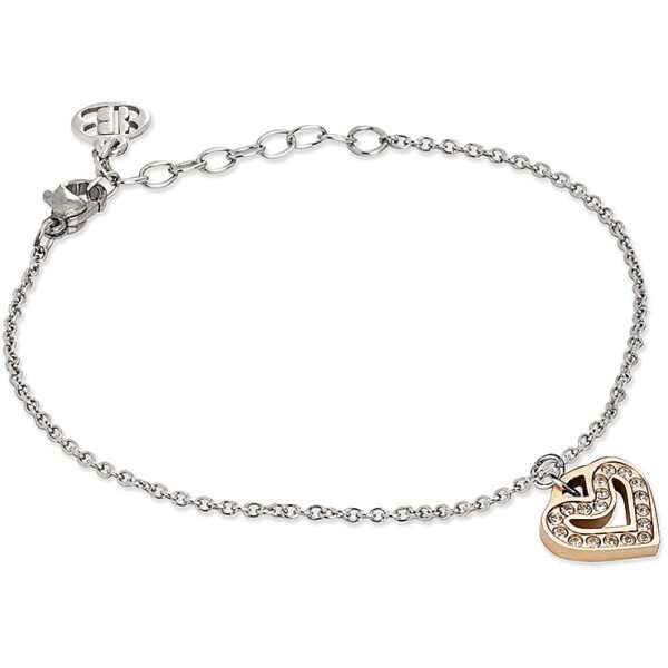Bracciale Donna Mya Boccadamo In Bronzo Rodiato Con Charm A Cuore Placcata Oro Rosa E Strass
