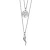 Collana Da Donna Mya Boccadamo In Acciaio Rodiato Doppio Filo Con Albero Della Vita E Cornetto Pendente In Bronzo