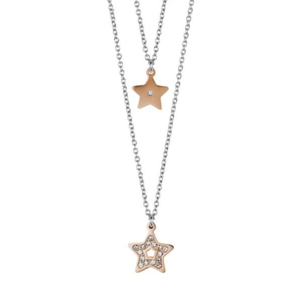 Collana Da Donna Mya Boccadamo In Acciaio Rodiato Doppio Filo Con Stelle Pendenti Con Zirconi 3 - Verre Gioielli Collana Da Donna Mya Boccadamo In Acciaio Rodiato Doppio Filo Con Stelle Pendenti Con Zirconi