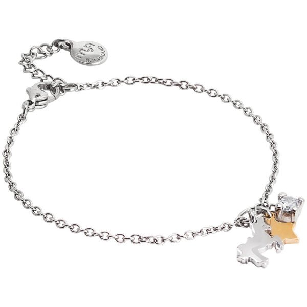 Bracciale Donna Mya Boccadamo In Acciaio Rodiato Con Charm A Unicorno E Stella Placcata Oro Rosa E Zircone 3 - Verre Gioielli Bracciale Donna Mya Boccadamo In Acciaio Rodiato Con Charm A Unicorno E Stella Placcata Oro Rosa E Zircone