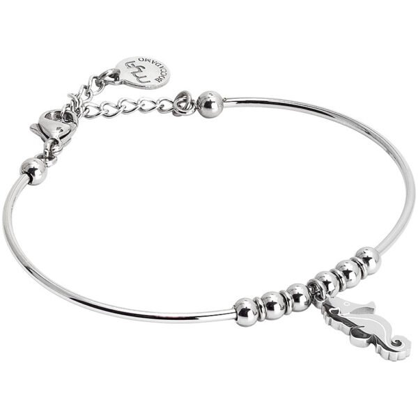 Bracciale Rigido Donna Mya Boccadamo In Acciaio Rodiato E Charm A Cavalluccio Marino 3 - Verre Gioielli Bracciale Rigido Donna Mya Boccadamo In Acciaio Rodiato E Charm A Cavalluccio Marino