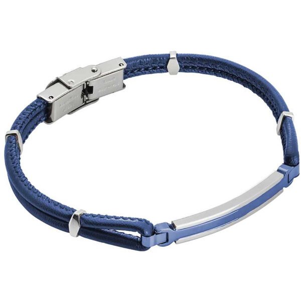 Bracciale Boccadamo Uomo Man In Similpelle Blu Con Piastrina Centrale E Inserto Centrale In Pvd Blu 3 - Verre Gioielli Bracciale Boccadamo Uomo Man In Similpelle Blu Con Piastrina Centrale E Inserto Centrale In Pvd Blu