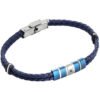 Bracciale Boccadamo Uomo Man In Similpelle Blu Con Piastrina Centrale E Inserto Centrale In Pvd Con Zircone