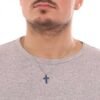 Collana Boccadamo Uomo Man In Acciaio E Pendente A Croce Con Pvd Blu E Zircone Bianco 1 Verre Gioielli - l'istituzione del gioiello