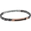 Bracciale Uomo Bliss In Acciaio Con Pvd Rosa E Zirconi Neri