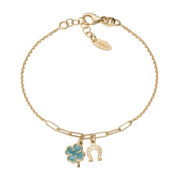 Bracciale Donna Amen In Argento 925 Dorato Con Madreperla E Portafortuna