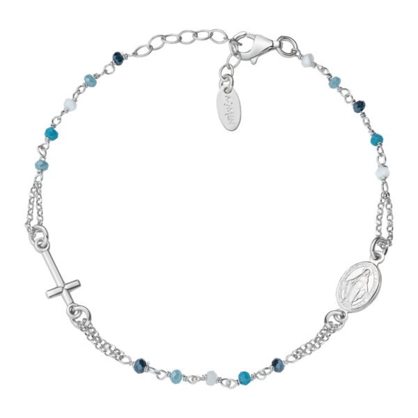 Bracciale Unisex Amen In Argento 925 Con Cristalli E Croce 3 - Verre Gioielli Bracciale Unisex Amen In Argento 925 Con Cristalli E Croce