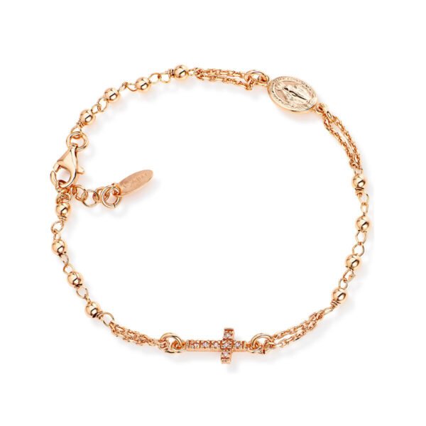 Bracciale Unisex Amen In Argento 925 Con Cristalli E Croce Pavè