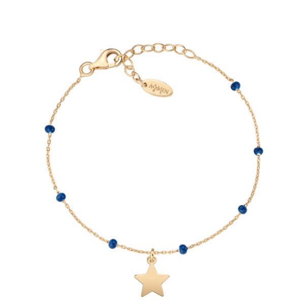 Bracciale Donna Amen In Argento 925 Con Cristalli Blu E Ciondolo A Stella 3 - Verre Gioielli Bracciale Donna Amen In Argento 925 Con Cristalli Blu E Ciondolo A Stella