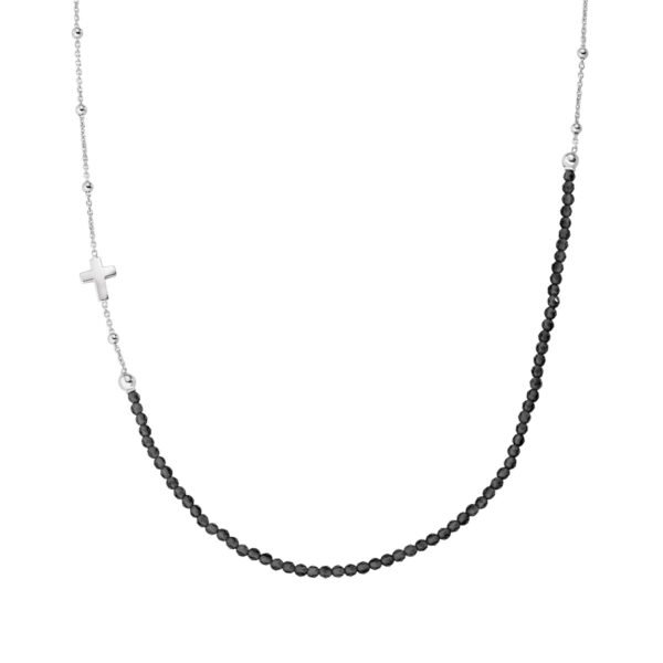 Collana Donna Amen In Argento 925 Cristalli Neri E Croce 3 - Verre Gioielli Collana Donna Amen In Argento 925 Cristalli Neri E Croce