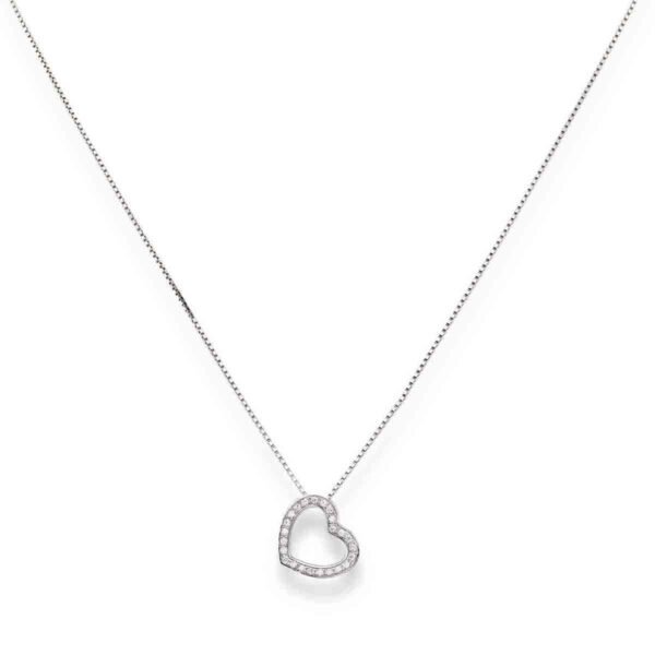 Collana Donna Amen In Argento 925 E Cuore Con Zirconi Bianchi 3 - Verre Gioielli Collana Donna Amen In Argento 925 E Cuore Con Zirconi Bianchi