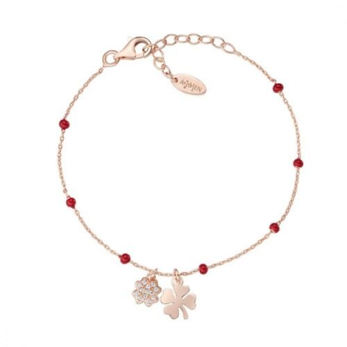 Bracciale Donna Amen In Argento 925 Rosato Con Quadrifogli 3 - Verre Gioielli Bracciale Donna Amen In Argento 925 Rosato Con Quadrifogli