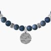 Bracciale Uomo Kidult Con Sfere E Anelli In Dumortierite Blu In Acciaio E Pvd Con Ciondolo 2 Verre Gioielli - l'istituzione del gioiello