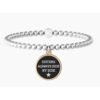 Bracciale Elastico Donna Kidult Con Sfere In Acciaio E Ciondolo Con Cristallo