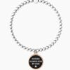 Bracciale Elastico Donna Kidult Con Sfere In Acciaio E Ciondolo Con Cristallo 1 Verre Gioielli - l'istituzione del gioiello
