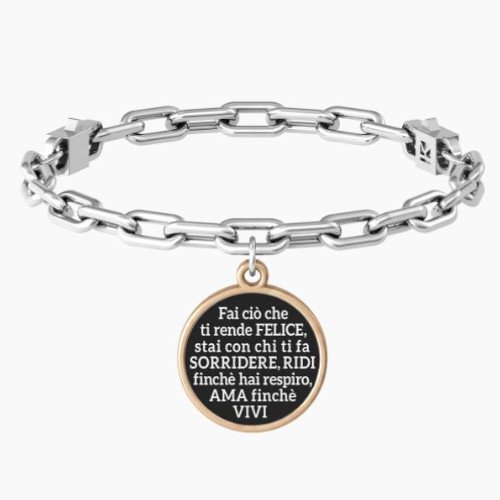 Bracciale Donna Kidult In Acciaio E Ciondolo Satinato E Cristallo 3 - Verre Gioielli Bracciale Donna Kidult In Acciaio E Ciondolo Satinato E Cristallo