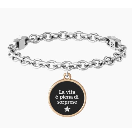 Bracciale Donna Kidult In Acciaio E Ciondolo Satinato Con Cristallo