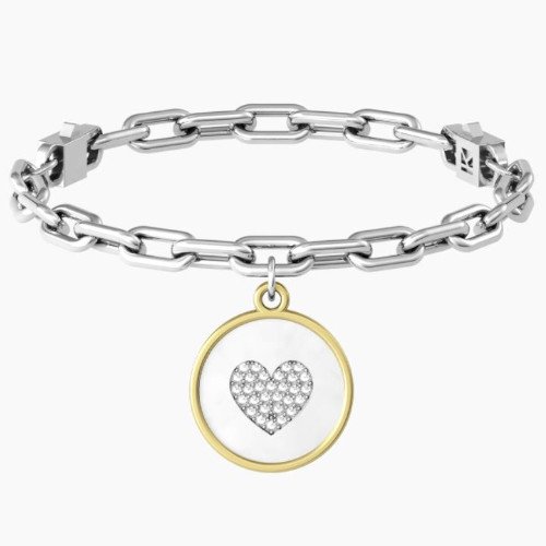 Bracciale Donna Kidult In Acciaio E Pvd E Ciondolo Satinato Con Cristalli 3 - Verre Gioielli Bracciale Donna Kidult In Acciaio E Pvd E Ciondolo Satinato Con Cristalli