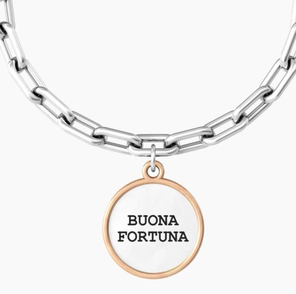 Bracciale Unisex Kidult In Acciaio E Pvd E Ciondolo Satinato Con Cristalli 1 Verre Gioielli - l'istituzione del gioiello