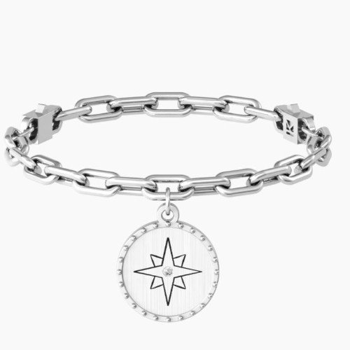 Bracciale Donna Kidult In Acciaio E Ciondolo Satinato Con Cristallo 3 - Verre Gioielli Bracciale Donna Kidult In Acciaio E Ciondolo Satinato Con Cristallo