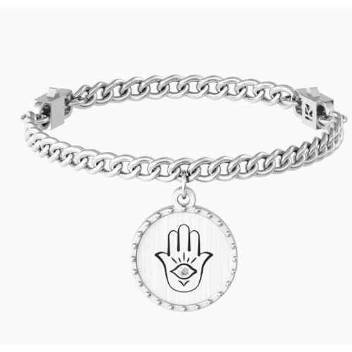 Bracciale Donna Kidult Spirituality In Acciaio E Pvd E Ciondolo Satinato Con Cristallo 3 - Verre Gioielli Bracciale Donna Kidult Spirituality In Acciaio E Pvd E Ciondolo Satinato Con Cristallo