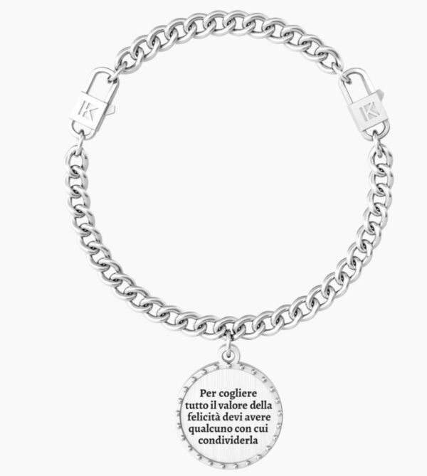 Bracciale Donna Kidult In Acciaio E Pvd E Ciondolo Satinato 2 Verre Gioielli - l'istituzione del gioiello