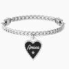 Bracciale Donna Kidult In Acciaio E Ciondolo A Cuore Satinato Con Cristallo 2 - Verre Gioielli Bracciale Donna Kidult In Acciaio E Ciondolo A Cuore Satinato Con Cristallo