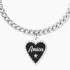 Bracciale Donna Kidult In Acciaio E Ciondolo A Cuore Satinato Con Cristallo 1 Verre Gioielli - l'istituzione del gioiello