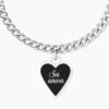 Bracciale Donna Kidult In Acciaio E Ciondolo A Cuore Satinato Con Cristallo 2 Verre Gioielli - l'istituzione del gioiello