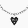 Bracciale Donna Kidult Elastico Con Sfere In Acciaio E Ciondolo A Cuore Con Cristallo 3 Verre Gioielli - l'istituzione del gioiello