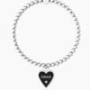 Bracciale Donna Kidult Elastico Con Sfere In Acciaio E Ciondolo A Cuore Con Cristallo 2 Verre Gioielli - l'istituzione del gioiello