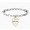 Bracciale Donna Kidult In Acciaio E Ciondolo A Cuore Satinato Con Cristallo 2 - Verre Gioielli Bracciale Donna Kidult In Acciaio E Ciondolo A Cuore Satinato Con Cristallo