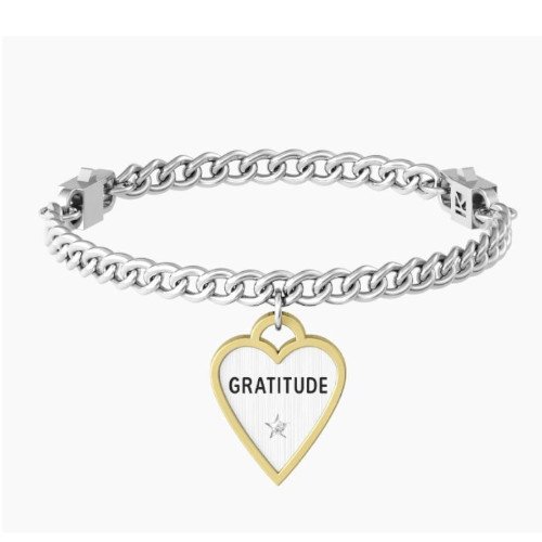 Bracciale Donna Kidult In Acciaio E Ciondolo A Cuore Satinato Con Cristallo 3 - Verre Gioielli Bracciale Donna Kidult In Acciaio E Ciondolo A Cuore Satinato Con Cristallo