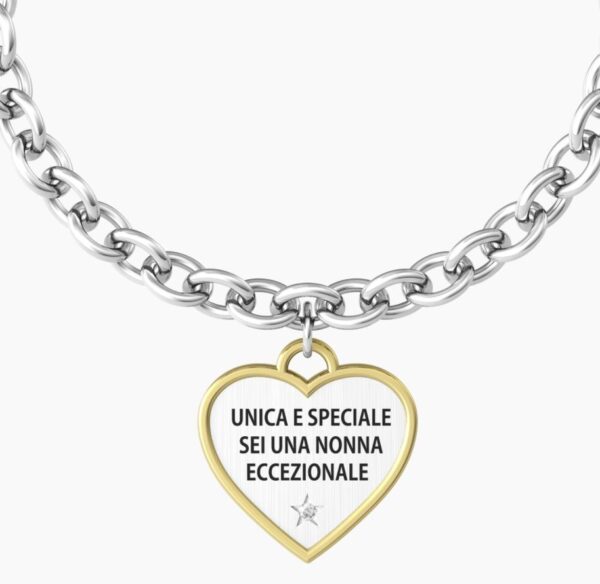 Bracciale Donna Kidult In Accaio E Ciondolo Satinato 2 Verre Gioielli - l'istituzione del gioiello