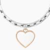 Bracciale Donna Kidult In Acciaio E Pvd E Ciondolo Satinato A Cuore Con Cristallo 3 Verre Gioielli - l'istituzione del gioiello