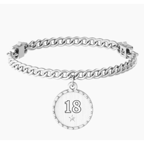 Bracciale Unisex Kidult In Acciaio E Ciondolo Satinato Con Cristallo 3 - Verre Gioielli Bracciale Unisex Kidult In Acciaio E Ciondolo Satinato Con Cristallo