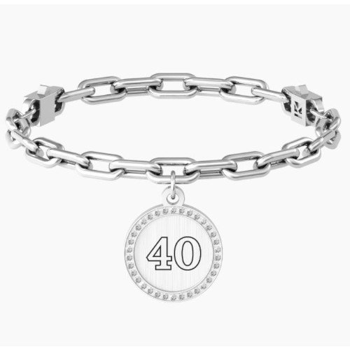 Bracciale Donna Kidult In Acciaio E Ciondolo Satinato Con Cristallo