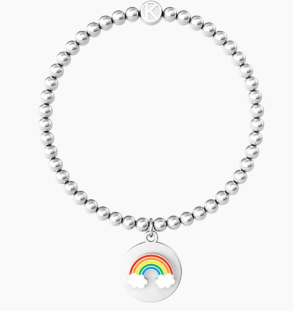 Bracciale Donna Kidult Elastico Con Sfere In Acciaio Con Ciondolo 1 Verre Gioielli - l'istituzione del gioiello