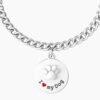 Bracciale Unisex Kidult In Acciaio E Ciondolo Satinato Con Cristallo 1 Verre Gioielli - l'istituzione del gioiello