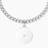 Bracciale Unisex Kidult In Acciaio E Ciondolo Satinato Con Cristallo 2 Verre Gioielli - l'istituzione del gioiello