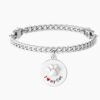 Bracciale Unisex Kidult In Acciaio E Ciondolo Satinato Con Cristallo 4 - Verre Gioielli Bracciale Unisex Kidult In Acciaio E Ciondolo Satinato Con Cristallo