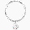 Bracciale Unisex Kidult In Acciaio E Ciondolo Satinato Con Cristallo 3 Verre Gioielli - l'istituzione del gioiello