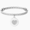 Bracciale Donna Kidult In Acciaio E Ciondolo Satinato Con Cristallo 2 - Verre Gioielli Bracciale Donna Kidult In Acciaio E Ciondolo Satinato Con Cristallo