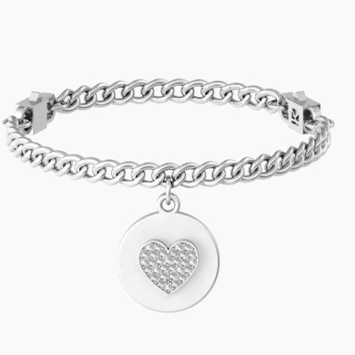 Bracciale Donna Kidult In Acciaio E Ciondolo Satinato Con Cristallo