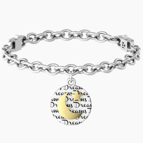 Bracciale Donna Kidult In Acciaio E Pvd Con Catena Groumette E Ciondolo Con Cristallo 3 - Verre Gioielli Bracciale Donna Kidult In Acciaio E Pvd Con Catena Groumette E Ciondolo Con Cristallo