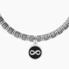 Bracciale Uomo Kidult Con Cilindri E Anelli In Acciaio E Ciondolo Nero 3 Verre Gioielli - l'istituzione del gioiello